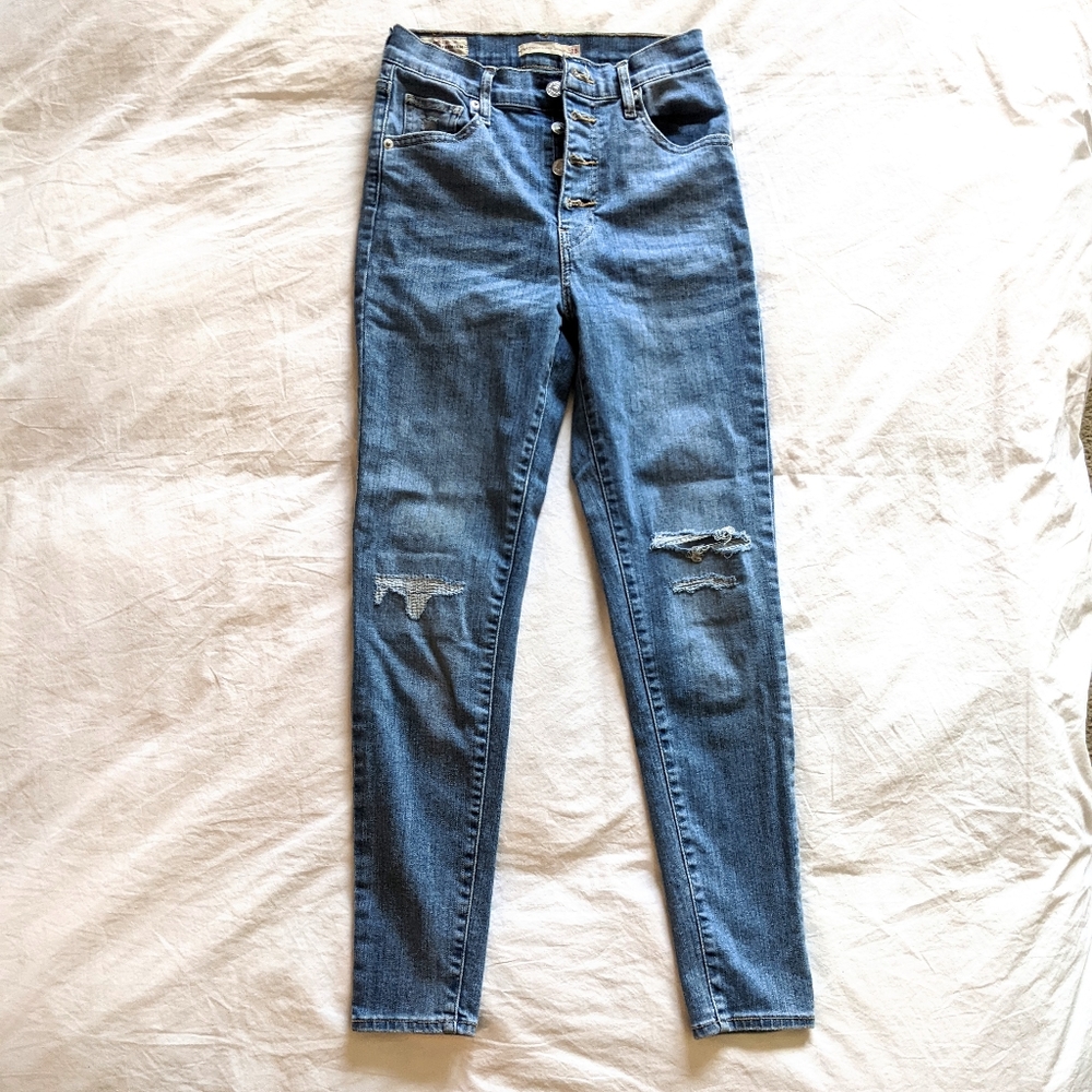 EUC Levi's Blue Jeans Mile High Super Skinny Button Closure Classic